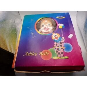 Ashley Belle Porcelain Keepsake Clown Doll Red Yellow Circus Vintage Style Boxed